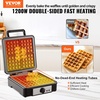 image:imageVEVOR Commercial Waffle Maker DualHead Round Waffle Baker Machine 2460W NonStick Stainless Steel Belgian Waffle Iron with Temp and Time Control Handle for Restaurant Bakery Snack Bar Family4Pcs Large