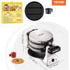 image:imageVEVOR Commercial Waffle Maker DualHead Round Waffle Baker Machine 2460W NonStick Stainless Steel Belgian Waffle Iron with Temp and Time Control Handle for Restaurant Bakery Snack Bar Family4Pcs2