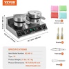 image:imageVEVOR Commercial Waffle Maker DualHead Round Waffle Baker Machine 2460W NonStick Stainless Steel Belgian Waffle Iron with Temp and Time Control Handle for Restaurant Bakery Snack Bar Family24Pcs