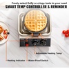 image:imageVEVOR Commercial Waffle Maker DualHead Round Waffle Baker Machine 2460W NonStick Stainless Steel Belgian Waffle Iron with Temp and Time Control Handle for Restaurant Bakery Snack Bar Family4Pcs