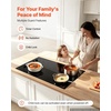 image:imageVEVOR Electric Cooktop 12 inch 2 Burners Builtin Electric Stove Top 3000W Ceramic Top Radiant Cooktop with 11 Heat Levels Glass Panel Knob Control 220240V Hard Wire No Plug36 IN5 BurnerKnob Control