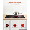 image:imageVEVOR Electric Cooktop 12 inch 2 Burners Builtin Electric Stove Top 3000W Ceramic Top Radiant Cooktop with 11 Heat Levels Glass Panel Knob Control 220240V Hard Wire No Plug36 IN5 BurnerKnob Control