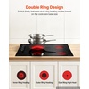image:imageVEVOR Electric Cooktop 12 inch 2 Burners Builtin Electric Stove Top 3000W Ceramic Top Radiant Cooktop with 11 Heat Levels Glass Panel Knob Control 220240V Hard Wire No Plug30 IN4 BurnerKnob Control