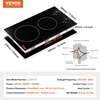 image:imageVEVOR Electric Cooktop 12 inch 2 Burners Builtin Electric Stove Top 3000W Ceramic Top Radiant Cooktop with 11 Heat Levels Glass Panel Knob Control 220240V Hard Wire No Plug12 IN