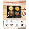 image:imageVEVOR Electric Cooktop 12 inch 2 Burners Builtin Electric Stove Top 3000W Ceramic Top Radiant Cooktop with 11 Heat Levels Glass Panel Knob Control 220240V Hard Wire No Plug24 IN4 BurnerKnob Control