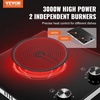 image:imageVEVOR Electric Cooktop 12 inch 2 Burners Builtin Electric Stove Top 3000W Ceramic Top Radiant Cooktop with 11 Heat Levels Glass Panel Knob Control 220240V Hard Wire No Plug12 IN