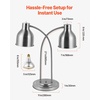 image:imageVEVOR Food Heat Lamp 500W Electric Commercial Food Warmer Light 2Head Stainless Steel French Fry Heating Lamp with 3 Bulbs Catering Food Warming Equipment for Kitchen Buffet Restaurant SilverTabletop