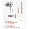 image:imageVEVOR Food Heat Lamp 500W Electric Commercial Food Warmer Light 2Head Stainless Steel French Fry Heating Lamp with 3 Bulbs Catering Food Warming Equipment for Kitchen Buffet Restaurant SilverTabletop
