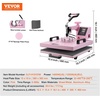 image:imageVEVOR Heat Press Machine 15x15 inch Heat Press Machine for TShirts 5 in 1 Heat Press with 30 OZ Tumbler Press Combo Tumbler Heat Press Machine Sublimation for Hat Cap Mug Plate Pink