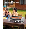 image:imageVEVOR Hot Dog Roller 30 Hot Dog 11 Rollers Stainless Steel Sausage Grill Cooker 1600W Commercial Hot Dog Machine with Dual Temp Control Cover Side Storage Box Removable Shelf amp Oil Drip Tray5 Rollers