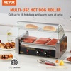 image:imageVEVOR Hot Dog Roller 7 Rollers 18 Hot Dogs Capacity 1050W Stainless Sausage Grill Cooker Machine with Dual Temp Control Glass Hood Acrylic Cover Bun Warmer Shelf Removable Oil Drip Tray ETL Certified  Stainless Machine with Dual Temp Control Glass Hood Acrylic Cover Bun Warmer Shelf Removable Oil Drip Tray ETL Certified7 RollersCover
