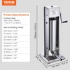 image:imageVEVOR Manual Sausage Stuffer 11 LBS  5 L Vertical Meat Stuffer Heavy Duty Sausage Casing Meat Stuffing Machine DualSpeed Stainless Steel Filler with 5 Filling Tubes for Commercial and Home Use7 L  15 LBS