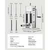 image:imageVEVOR Manual Sausage Stuffer 11 LBS  5 L Vertical Meat Stuffer Heavy Duty Sausage Casing Meat Stuffing Machine DualSpeed Stainless Steel Filler with 5 Filling Tubes for Commercial and Home Use7LBS3LNew