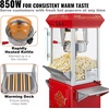 image:imageVEVOR Popcorn Machine 8oz Stainless Steel Kettle 800W Commercial Countertop Popcorn Maker 48 Cups per Batch Theater Style Popper with 2Button Control Glass Wall PC Door 1 Scoop 3 Spoons RedRed