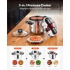 image:imageVEVOR Pressure Cooker 10Qt Pressure Cooker Stainless Steel Pressures Canner with Steaming Rack Tempered Glass Lid Three Pressures Settings for Meat Beans Rice Soup Sauces Cook up to 100 kPa8 Quarts