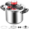 image:imageVEVOR Pressure Cooker 10Qt Pressure Cooker Stainless Steel Pressures Canner with Steaming Rack Tempered Glass Lid Three Pressures Settings for Meat Beans Rice Soup Sauces Cook up to 100 kPa8 Quarts