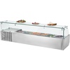 image:imageVEVOR Refrigerated Condiment Prep Station 135 W Countertop Refrigerated Condiment Station with 2 13 Pans amp 4 16 Pans 304 Stainless Body and PC Lid Sandwich Prep Table with Stainless Guard ETLNew Glass 60 in