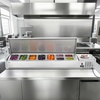image:imageVEVOR Refrigerated Condiment Prep Station 135 W Countertop Refrigerated Condiment Station with 2 13 Pans amp 4 16 Pans 304 Stainless Body and PC Lid Sandwich Prep Table with Stainless Guard ETLNew Stainless 71 in