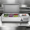 image:imageVEVOR Refrigerated Condiment Prep Station 135 W Countertop Refrigerated Condiment Station with 2 13 Pans amp 4 16 Pans 304 Stainless Body and PC Lid Sandwich Prep Table with Stainless Guard ETLNew Stainless 40 in