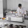 image:imageVEVOR Refrigerated Condiment Prep Station 135 W Countertop Refrigerated Condiment Station with 2 13 Pans amp 4 16 Pans 304 Stainless Body and PC Lid Sandwich Prep Table with Stainless Guard ETLOriginal Glass 40 in