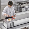 image:imageVEVOR Refrigerated Condiment Prep Station 135 W Countertop Refrigerated Condiment Station with 2 13 Pans amp 4 16 Pans 304 Stainless Body and PC Lid Sandwich Prep Table with Stainless Guard ETLNew Stainless 48in