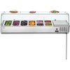 image:imageVEVOR Refrigerated Condiment Prep Station 135 W Countertop Refrigerated Condiment Station with 2 13 Pans amp 4 16 Pans 304 Stainless Body and PC Lid Sandwich Prep Table with Stainless Guard ETLNew Glass 60 in