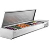 image:imageVEVOR Refrigerated Condiment Prep Station 135 W Countertop Refrigerated Condiment Station with 2 13 Pans amp 4 16 Pans 304 Stainless Body and PC Lid Sandwich Prep Table with Stainless Guard ETLNew Stainless 71 in