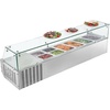 image:imageVEVOR Refrigerated Condiment Prep Station 135 W Countertop Refrigerated Condiment Station with 2 13 Pans amp 4 16 Pans 304 Stainless Body and PC Lid Sandwich Prep Table with Stainless Guard ETLNew Glass 60 in