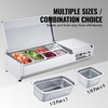 image:imageVEVOR Refrigerated Condiment Prep Station 135 W Countertop Refrigerated Condiment Station with 2 13 Pans amp 4 16 Pans 304 Stainless Body and PC Lid Sandwich Prep Table with Stainless Guard ETLNew Stainless 48in