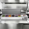 image:imageVEVOR Refrigerated Condiment Prep Station 135 W Countertop Refrigerated Condiment Station with 2 13 Pans amp 4 16 Pans 304 Stainless Body and PC Lid Sandwich Prep Table with Stainless Guard ETLNew Stainless 60 in