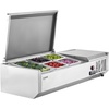 image:imageVEVOR Refrigerated Condiment Prep Station 135 W Countertop Refrigerated Condiment Station with 2 13 Pans amp 4 16 Pans 304 Stainless Body and PC Lid Sandwich Prep Table with Stainless Guard ETLNew Stainless 40 in