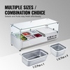 image:imageVEVOR Refrigerated Condiment Prep Station 135 W Countertop Refrigerated Condiment Station with 2 13 Pans amp 4 16 Pans 304 Stainless Body and PC Lid Sandwich Prep Table with Stainless Guard ETLOriginal Glass 40 in