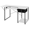 image:imageVEVOR Sewing Table Multipurpose Sewing Machine Table with Foldable Side Shelf Adjustable Shelf Steel Legs Computer Desk for Home Fashion Studio Art Studio Educational Institution White55 in
