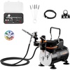 image:imageVEVOR Airbrush Kit 16 HP Air Brush Kit with Air Compressor and Tank 1 DualAction Professional Airbrush with 1 Tip Hose Acrylic Paint 2 Fans for Cake Decorating Model Painting Nail ArtNo Color Set 1 Airbrush