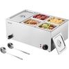 image:imageVEVOR Commercial Food Warmer 1500W Electric Stainless Steel Steam Food Warmer with Lid 4Pan Fast Heating Countertop Buffet Bain Marie with Soup amp Perforated Ladles for Catering Restaurant Party1x13Pan and 4x16Pan 24QT