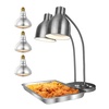 image:imageVEVOR Food Heat Lamp 500W Electric Commercial Food Warmer Light 2Head Stainless Steel French Fry Heating Lamp with 3 Bulbs Catering Food Warming Equipment for Kitchen Buffet Restaurant SilverTabletop