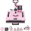 image:imageVEVOR Heat Press Machine 5 in 1 Combo with 30 OZ Tumbler Press amp Hat Press Slide Out 12x15 Inch Heat Press Sublimation Machine for TShirts Hats Caps Tumblers Glass Cans Mugs and Plates Pink8in1Pink