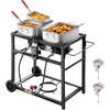 image:imageVEVOR Outdoor Propane Deep Fryer DualTank 16QTx2 Large Capacity Commercial Fryer Stainless Steel Fish Cooker with 3 Basket Thermometer Floor Standing Fryers for Catering Event Camping 50000 BTU36QT18QTX2