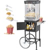 image:imageVEVOR Popcorn Machine 8oz Stainless Steel Kettle 800W Commercial Countertop Popcorn Maker 48 Cups per Batch Theater Style Popper with 2Button Control Glass Wall PC Door 1 Scoop 3 Spoons RedBlack with cart