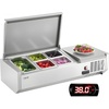 image:imageVEVOR Refrigerated Condiment Prep Station 135 W Countertop Refrigerated Condiment Station with 2 13 Pans amp 4 16 Pans 304 Stainless Body and PC Lid Sandwich Prep Table with Stainless Guard ETLNew Stainless 40 in