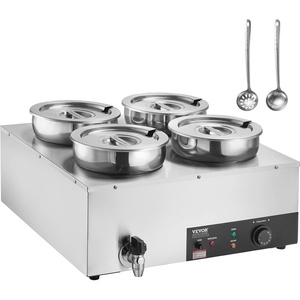 image:imageETL Listed VEVOR Electric Soup Warmer Three 74QT Stainless Steel Round Pot 86185F Adjustable Temp 1200W Commercial Bain Marie with AntiDry Burn Soup Station for Restaurant Buffet Silver7L4 Pots