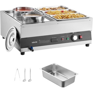 image:imageETL Listed VEVOR Electric Soup Warmer Three 74QT Stainless Steel Round Pot 86185F Adjustable Temp 1200W Commercial Bain Marie with AntiDry Burn Soup Station for Restaurant Buffet Silver26L Pots and 313 Pans