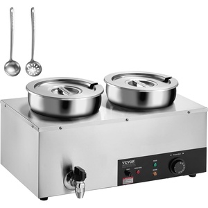 image:imageETL Listed VEVOR Electric Soup Warmer Three 74QT Stainless Steel Round Pot 86185F Adjustable Temp 1200W Commercial Bain Marie with AntiDry Burn Soup Station for Restaurant Buffet Silver2Pot