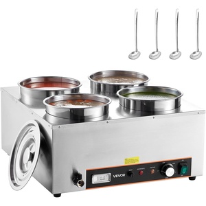 image:imageETL Listed VEVOR Electric Soup Warmer Three 74QT Stainless Steel Round Pot 86185F Adjustable Temp 1200W Commercial Bain Marie with AntiDry Burn Soup Station for Restaurant Buffet Silver46L Pots