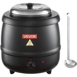 image:imageETL Listed VEVOR Electric Soup Warmer Three 74QT Stainless Steel Round Pot 86185F Adjustable Temp 1200W Commercial Bain Marie with AntiDry Burn Soup Station for Restaurant Buffet Silver1Pot