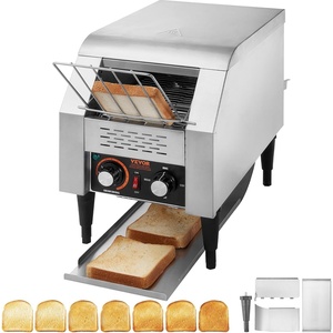 image:imageVEVOR Commercial Conveyor Toaster 300 SlicesHour Conveyor Belt Toaster Heavy Duty Stainless Steel Commercial Toaster Oven for Toast Bun Bagel Bread150PCSHour