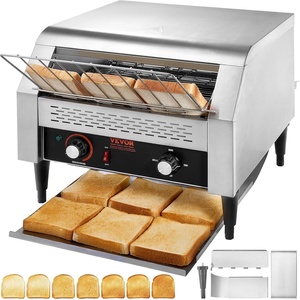 image:imageVEVOR Commercial Conveyor Toaster 300 SlicesHour Conveyor Belt Toaster Heavy Duty Stainless Steel Commercial Toaster Oven for Toast Bun Bagel Bread450PCSHour
