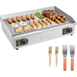 image:imageVEVOR Commercial Electric Griddle 1772 x 1181 inch 1750W 122570F Adjustable Temp Control Stainless Steel Countertop Flat Top Grill with 2 Spatulas 2 Brushes and 4 Foot Pads for Steak30No Plug Half Flat Top