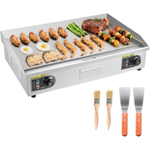 image:imageVEVOR Commercial Electric Griddle 1772 x 1181 inch 1750W 122570F Adjustable Temp Control Stainless Steel Countertop Flat Top Grill with 2 Spatulas 2 Brushes and 4 Foot Pads for Steak30 No Plug