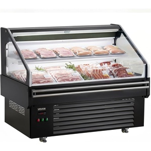 image:imageVEVOR Open Air Merchandiser 46 cu ft Shelving Commercial Refrigerator Grab and Go Fan Cooling Display Cooler with LED Lighting Night Curtain Horizontal for Restaurants Stores Office46 cuft